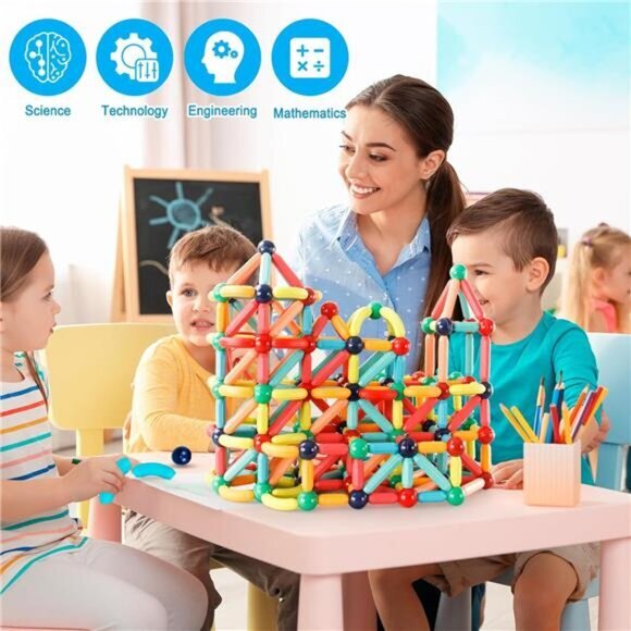 Magnetic Building Blocks STEM‎ Educational Toy for Kids Montessori Learning - Picture 5 of 6